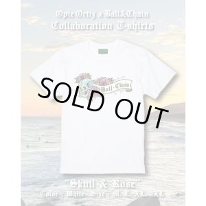 画像1: "OPIE ORTIZ x BALL&CHAIN" / Skull & Rose コラボTシャツ ホワイト