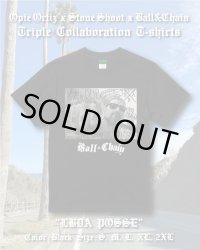 Lサイズラスト1枚で終了 "OPIE ORTIZ x STONE SHOOT x BALL&CHAIN" / LBDA Posse トリプルコラボTシャツ ブラック