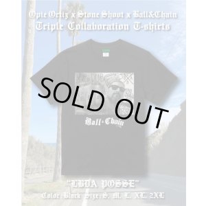 画像1: Lサイズラスト1枚で終了 "OPIE ORTIZ x STONE SHOOT x BALL&CHAIN" / LBDA Posse トリプルコラボTシャツ ブラック