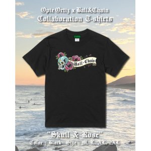 画像2: "OPIE ORTIZ x BALL&CHAIN" / Skull & Rose コラボTシャツ ブラック