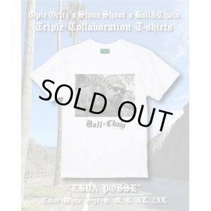 画像1: M、Lサイズ各1枚づつで終了 "OPIE ORTIZ x STONE SHOOT x BALL&CHAIN" / LBDA Posse トリプルコラボTシャツ ホワイト