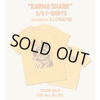 XLサイズラスト1枚で終了 FUCKIN' MELLOW CLOTHING / "KARMA SHARK" designed by illsynapse Tシャツ GOLD