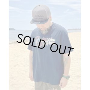 画像1: Lサイズラスト1枚で終了 "OPIE ORTIZ x BALL&CHAIN" / Skull & Rose コラボTシャツ ネイビー