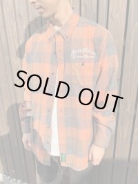 Lサイズラスト1枚で終了 FUCKIN' MELLOW CLOTHING x PICTURE MOUSE / ライトネルシャツ オレンジｘブラック