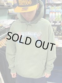 送料無料 1800円OFF XLサイズラスト1枚で終了 "OPIE ORTIZ x BALL&CHAIN" / Doin Time プルオーバーパーカー ミリタリーグリーン