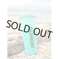 ラスト1個で終了 DUNKIN DONUTS / 2023 GREEN RAINBOW ACRYLIC TRAVEL CUP TUMBLER with STRAW
