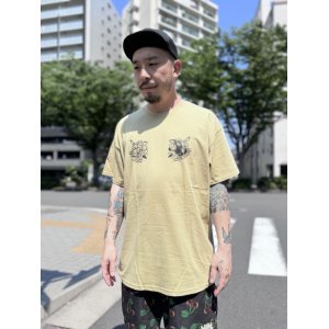 画像1: FUCKIN' MELLOW CLOTHING / Old Panther artwork by JUN of Black Star Tattoo 半袖 Tシャツ TAN