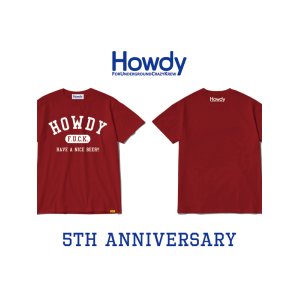 画像1: HOWDY / College Tシャツ バーガンディー