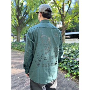 画像5: 送料無料 XLラスト2枚で終了 FUCKIN' MELLOW / LBC Skull Artwork by WACKY  REDKAP 長袖ワークシャツ スプルースグリーン