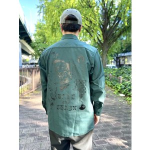 画像3: 送料無料 XLラスト2枚で終了 FUCKIN' MELLOW / LBC Skull Artwork by WACKY  REDKAP 長袖ワークシャツ スプルースグリーン