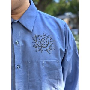 画像6: 送料無料 XLラスト1枚で終了 FUCKIN' MELLOW / LBC Skull Artwork by WACKY  REDKAP 長袖ワークシャツ ポストマンブルー