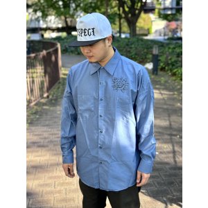 画像5: 送料無料 XLラスト1枚で終了 FUCKIN' MELLOW / LBC Skull Artwork by WACKY  REDKAP 長袖ワークシャツ ポストマンブルー