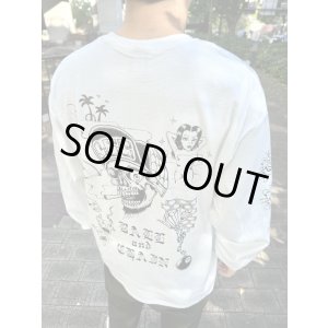画像1: 送料無料 2XLラスト1枚で終了 FUCKIN' MELLOW / LBC Skull Artwork by WACKY 長袖ポケットTシャツ ホワイト