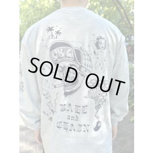 画像4: 送料無料 FUCKIN' MELLOW / LBC Skull Artwork by WACKY 長袖ポケットTシャツ グレー