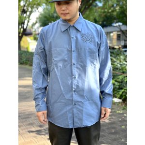 画像8: 送料無料 XLラスト1枚で終了 FUCKIN' MELLOW / LBC Skull Artwork by WACKY  REDKAP 長袖ワークシャツ ポストマンブルー