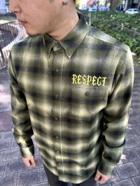 送料無料 Mサイズラスト1枚で終了 FUCKIN' MELLOW / RESPECT Artwork by WACKY ライトネルシャツ グリーン