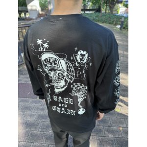 画像1: 送料無料 FUCKIN' MELLOW / LBC Skull Artwork by WACKY 長袖ポケットTシャツ ブラック