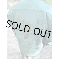 送料無料 XLラスト2枚で終了 FUCKIN' MELLOW / LBC Skull Artwork by WACKY  REDKAP 長袖ワークシャツ スプルースグリーン