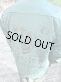 送料無料 XLラスト2枚で終了 FUCKIN' MELLOW / LBC Skull Artwork by WACKY  REDKAP 長袖ワークシャツ スプルースグリーン