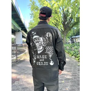 画像4: 送料無料 FUCKIN' MELLOW / LBC Skull Artwork by WACKY  REDKAP 長袖ワークシャツ ブラック