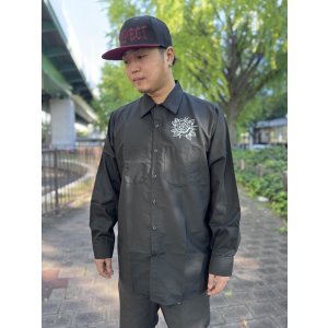 画像5: 送料無料 FUCKIN' MELLOW / LBC Skull Artwork by WACKY  REDKAP 長袖ワークシャツ ブラック