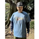 "OPIE ORTIZ x BALL&CHAIN" / Skull & Rose コラボTシャツ インディゴブルー