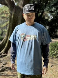 "OPIE ORTIZ x BALL&CHAIN" / Skull & Rose コラボTシャツ インディゴブルー