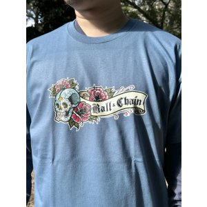 画像4: "OPIE ORTIZ x BALL&CHAIN" / Skull & Rose コラボTシャツ インディゴブルー