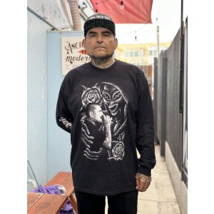 画像1: 7月7日23:59分締切 予約注文 送料無料 "OPIE ORTIZx TEXTA x STONE SHOOT x BALL&CHAIN" / Santa Muerte 長袖Tシャツ