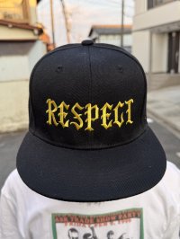 FUCKIN' MELLOW / RESPECT Artwork by WACKY  スナップバックキャップ ブラック/ゴールド