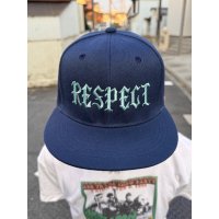 FUCKIN' MELLOW / RESPECT Artwork by WACKY  スナップバックキャップ ネイビー/ライトブルー