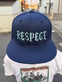 FUCKIN' MELLOW / RESPECT Artwork by WACKY  スナップバックキャップ ネイビー/ライトブルー