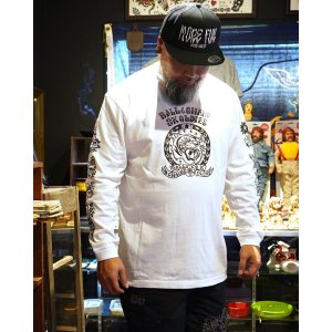 画像1: 送料無料 SK OLDIES x BALL&CHAIN Collaboration L/S T-shirts Designed by BLACKSTAR TATTOO JUN WHITE
