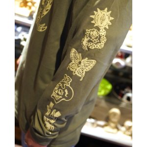 画像8: 送料無料 SK OLDIES x BALL&CHAIN Collaboration L/S T-shirts Designed by BLACKSTAR TATTOO JUN LIGHT OLIVE