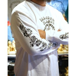 画像4: 送料無料 SK OLDIES x BALL&CHAIN Collaboration L/S T-shirts Designed by BLACKSTAR TATTOO JUN WHITE