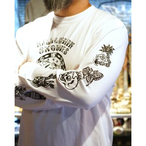 画像5: 送料無料 SK OLDIES x BALL&CHAIN Collaboration L/S T-shirts Designed by BLACKSTAR TATTOO JUN WHITE