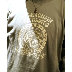 画像5: 送料無料 SK OLDIES x BALL&CHAIN Collaboration L/S T-shirts Designed by BLACKSTAR TATTOO JUN LIGHT OLIVE