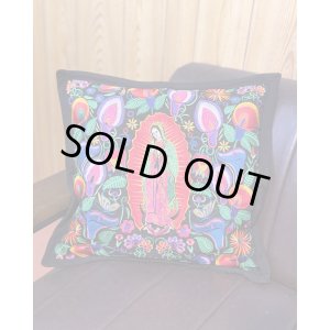 画像3: 送料無料 ESTRELLA STANDARD / GUATEMALA  ALL刺繍 グアダルーペ カラーリリー クッションカバー&ヌードクッションセット ブラック
