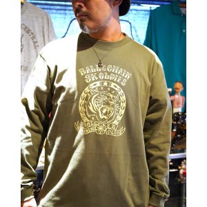 画像3: 送料無料 SK OLDIES x BALL&CHAIN Collaboration L/S T-shirts Designed by BLACKSTAR TATTOO JUN LIGHT OLIVE