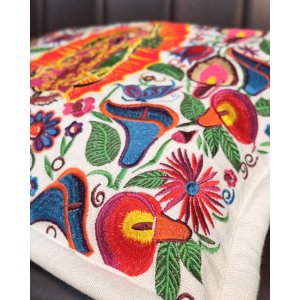 画像5: 送料無料 ESTRELLA STANDARD / GUATEMALA  ALL刺繍 グアダルーペ カラーリリー クッションカバー&ヌードクッションセット ホワイト