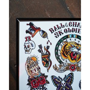 画像6: SK OLDIES x BALL&CHAIN Collaboration Tattoo Flash Designed by BLACKSTAR TATTOO JUN A3(420mm x 297mm)