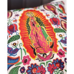 画像6: 送料無料 ESTRELLA STANDARD / GUATEMALA  ALL刺繍 グアダルーペ カラーリリー クッションカバー&ヌードクッションセット ホワイト