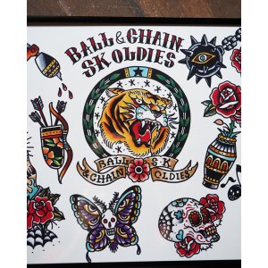 画像4: SK OLDIES x BALL&CHAIN Collaboration Tattoo Flash Designed by BLACKSTAR TATTOO JUN A3(420mm x 297mm)