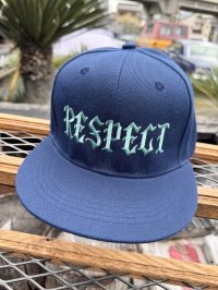 FUCKIN' MELLOW / RESPECT Artwork by WACKY  スナップバックキャップ ネイビー/ライトブルー