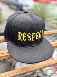 FUCKIN' MELLOW / RESPECT Artwork by WACKY  スナップバックキャップ ブラック/ゴールド