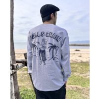 送料無料 FUCKIN' MELLOW CLOTHING / Hula Girl Artwork by LOWHIDE 長袖ポケットＴシャツ SPORTS GREY