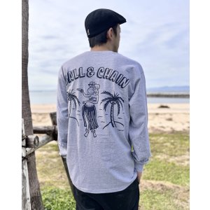 画像1: 送料無料 FUCKIN' MELLOW CLOTHING / Hula Girl Artwork by LOWHIDE 長袖ポケットＴシャツ SPORTS GREY
