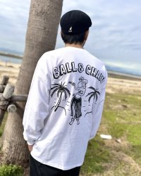 送料無料 FUCKIN' MELLOW CLOTHING / Hula Girl Artwork by LOWHIDE 長袖ポケットＴシャツ WHITE