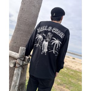 画像1: 送料無料 FUCKIN' MELLOW CLOTHING / Hula Girl Artwork by LOWHIDE 長袖ポケットＴシャツ BLACK