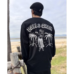 画像2: 送料無料 FUCKIN' MELLOW CLOTHING / Hula Girl Artwork by LOWHIDE 長袖ポケットＴシャツ BLACK
